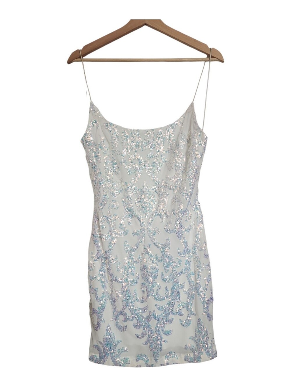 B.Darlin White Dress With Iridescent Sequins Special Occasion Homecoming Sz XL